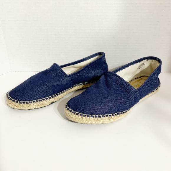 Enzo Angiolini Austyn Natural Textile Espadrille Flats Jute Pull On Slip On Blue - Picture 1 of 11
